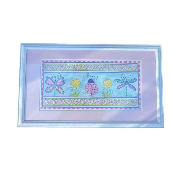 Unbranded Other - Butterfly,  sunflower ladybug & mosquito children boarders framed art print